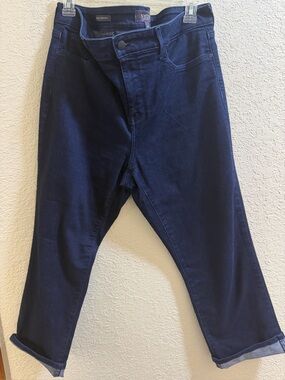 NYDJ Dark Navy Slim Straight Cropped Jeans.